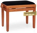Classic Cantabile Pianobank Buche-matt (Höhenverstellbar von 47-56cm, Spindelmechanik, Sitzfläche 55 x 32cm, schwarzer Velourbezug, stabil)
