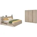 Schlafzimmer, Braun, Holzwerkstoff, 80x200x120 cm, Kinder- & Jugendzimmer, Jugendmöbel, Komplette Kinder- & Jugendzimmer