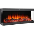 Tectake Elektro Wandkamin Luciano 2 Leistungsstufen Mit 900 W und 1800 W Mit Holz  und Glutimitation Sowie 3D Flammeneffekt  97 x 25 x 43 cm Schwarz