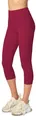 Merry Style Damen 3/4 Capri Leggings aus Baumwolle mit Spitze MS10-224 (Weinrot, L)