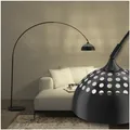 tectake Bogenleuchte, 70er Jahre Retro-Stil, Teleskopbogen mit schwenkbarem Lampenschirm, Fußschalter, höhenverstellbar 187 - 206 cm