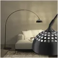tectake® Bogenleuchte, Bogenlampe, Stehlampe Wohnzimmer, Esszimmerlampe modern, Schirmlampe hängend, Retro Vintage Optik, Lampe Esszimmer, Standleuchte, Standlampe - schwarz