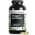 natural elements Omega 3 – 180 Kapseln – 2000mg Fischöl pro Tagesdosis – Triglycerid-Form mit EPA und DHA – Laborgeprüft, aufwendig aufgereinigt und aus Anchovis aus Peru