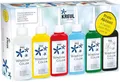 KREUL 42847 - Window Color Aktionsset, 6 x 80 ml Fenstermalfarbe in weiß, gelb, rot, blau und grün, inkl. 80 ml Konturenfarbe in schwarz, für kreative Kinder mit Spezialfolie und Malvorlagen