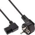 InLine 16752B Netzkabel, Schutzkontakt gewinkelt auf Kaltgerätestecker C13 rechts abgewinkelt, 0,5m, schwarz
