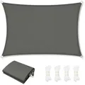 Woltu Sonnensegel, (1-tlg), aus PES, 200 g/m2 Polyester, 95% UV Schutz, für Balkon Terrasse Garten grau Rechteck | 200 cm x 0 cm x 300 cm