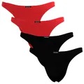 Fabio Farini - 4er-Pack maskuline Herren String-Tangas in kräftigem Rot, Nachtschwarz, dunklem Blau oder - 2X Rot, 2X Schwarz XXL