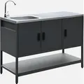 sweeek - Outdoor-Küche aus Stahl mit Spüle L120 cm - Schwarz - Schwarz