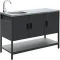 Sweeek - Outdoor-küche Aus Stahl Mit Spüle L120 Cm