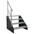 4 Stufen Standtreppe Stahltreppe freistehend Breite 60cm Höhe 84cm schwarz einseitiges Geländer