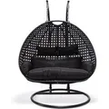 HOME DELUXE Polyrattan Hängesessel TWIN (Schwarz)