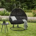 Polyrattan Hängesessel Twin Farbe: Schwarz Poly Rattan Hängesessel Hängekorb - Home Deluxe