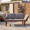 riess-ambiente Garten Sitzbank MODULAR 200cm natur grau Akazie Gartenbank inkl. Kissen klappbar