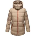 Navahoo Winterjacke Wattewölkchen Modische Damen Steppjacke mit kontrastfarbenen Details braun XXL (44)