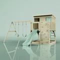 PolarPlay Spielturm Nils aus Holz in Grün Kinderschaukel