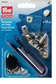 4 Hosenhaken und -stege, 13 mm Durchmesser, silber,  von Prym mit Werkzeug