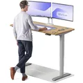 Desktronic Höhenverstellbarer Schreibtisch aus massivem Eichenholz (140x70cm) – Elektrisch höhenverstellbar mit flüsterleisem Dual-Motor & Touchscreen – Hohe Tragfähigkeit – Stehtisch HomePro