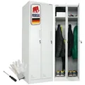 PROREGAL® Spind ELEPHANT mit Kleiderstange & 3 Kleiderhaken pro Abteil Lichtgrau grau 60 cm x 180 cm x 50 cm
