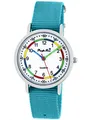 Pacific Time Mädchen Jungen Uhr Lernuhr analog Quarz mit Textilarmband hellblau 10808