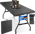 KESSER® Buffettisch Tisch klappbar Kunststoff 183x76 cm Rattan Optik Campingtisch Partytisch Klapptisch Gartentisch für Garten Terrasse und Balkon zusammenklappbar 6 Personen ink. Tragegriff