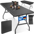 KESSER® Buffettisch Tisch klappbar Kunststoff 183x76cm Rattan Optik Campingtisch Partytisch Klapptisch Gartentisch 6 Personen Garten Terrasse & Balkon zusammenklappbar inkl. Tragegriff Anthrazit