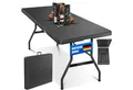 KESSER Tabletttisch, Buffettisch Tisch klappbar Kunststoff 183x76 cm Rattan Optik
