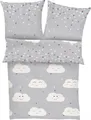 s.Oliver Junior Bettwäsche 100x135 cm, 80x80 cm - grau/weiß, Renforcébettwäsche mit Wolken, 100 % Baumwolle