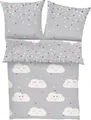 s.Oliver Junior Kinderbettwäsche Clouds mit Wolken und Sternen, Satin, 2 teilig, Markenbettwäsche aus 100% Baumwolle mit Reißverschluss