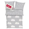 s.Oliver Kinderbettwäsche Wolke 100x135 cm - 100% Baumwolle, praktischer Reißverschluss & maschinenwaschbar, Bettwäsche für Kinder 2tlg. Wölkchen & Sterne grau
