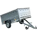 Faltbarer Anhänger GARDEN TRAILER 230 KIPP mit zusätzlichen Bordwänden, Stützrad und Flachplane
