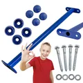 4iQ 5er Set Metall Kletterstange für Spielplatz, Reckstangen, pulverbeschichteter Stahl, 60 cm, Ø 32 mm, 100 kg Traglast, inkl. Schrauben & Abdeckkappen (Blau)