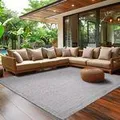 Outdoor Teppich Wetterfest Terrasse Balkon Garten Küchenteppich Einfarbiges Design Flachgewebe Sisal Look Waschbarer Teppich Verschiedene Große : 60 X 100 cm , Farbe : Grau