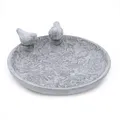 Beton Vogeltränke mit Figuren - 24cm - Stein Vogel Bad Wasser Tränke Garten Deko