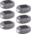 6er Set LED Solarleuchten, Stein Design, grau, L 8,5 cm