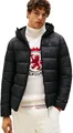 Tommy Hilfiger Herren Pufferjacke Mid Weight mit Kapuze, Schwarz (Black), XXXL
