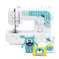 Brother J14s Kindernähmaschine kullaloo edition inkl. Fingerschutz, Stickerbogen & Anfänger-Nähset KINDERLEICHT Nähkurs "Little Friends"