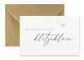 Merz Designkarten 1 Premium Grußkarte zur Geburt- 10,5x14,8cm - Klappkarte mit braunen Naturumschlag edles Designerpapier Baby Junge, Mädchen, Glückwunsch, Weiß Gold