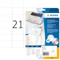 HERMA 4441 Adressetiketten für Schreibmaschinen, 20 Blatt, 70 x 42 mm, 21 pro A4 Bogen, 420 Stück, selbstklebend, bedruckbar, matt, blanko Papier Klebeetiketten Adressaufkleber Etiketten, weiß