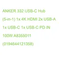 ANKER 332 USB-C Hub (5-in-1) 1x 4K HDMI 2x USB-A 1x USB-C 1x USB-C PD IN 100W A8
