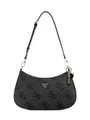 GUESS Schultertasche Noelle II Top Zipper Shoulder Bag Coal Logo dunkelgrau