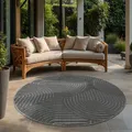 SANAT Berlin Outdoor Teppich Wetterfest - Teppich für den Innen- und Außenbereich - Grau, 150 cm Rund
