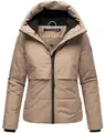 Navahoo Damen Winterjacke warme Steppjacke mit Fleece-Innenfutter und Kapuze Liebesküken XIV Taupe Grey Gr. S