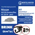 Für NISSAN NV250 Kasten/Bus Typ X61 07.2019-jetzt AHK abn. +7pol spez E-Satz TOP