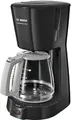Bosch Filterkaffeemaschine CompactClass Extra TKA3A033, Aromaschutz-Glaskanne 1,25 L, für 10-15 Tassen, Warmhaltefunktion, Abschaltautomatik, Tropfstopp, schwenkbarer Filterträger, 1100 W, schwarz