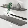 Wandregal Freischwebend Inkl. Halterung Mdf 15kg Tragkraft 3,8cm Stärke Wand Flur Board Regal Bücherregal Hängeregal Küchenregal 90cm Hochglanz Grau - Casaria