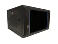DSIT 6HE Serverschrank - 19 Zoll Wandgehäuse mit Glastür und Perforierte Seitenwände (BxTxH) 600 x 600 x 368mm - Schwarz - Traglast 60 kg