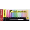 Textmarker - STABILO BOSS ORIGINAL - 15er Tischset - 9 Leuchtfarben, 6