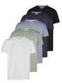 riverso Tshirt Herren Regular Fit RIVDean 5er Set Pack Rundhals Kurzarm Sommer Tee Shirt Basic, Größe:5XL, Farbe:Pack 4
