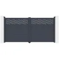 Vente-Unique Flügeltor, Anthrazit, Metall, Uni, Rechteckig, 350x176 cm, Gartenzubehör