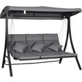 Outsunny Hollywoodschaukel 3-Sitzer mit Kissen Grau 200 x 115 x 168 cm